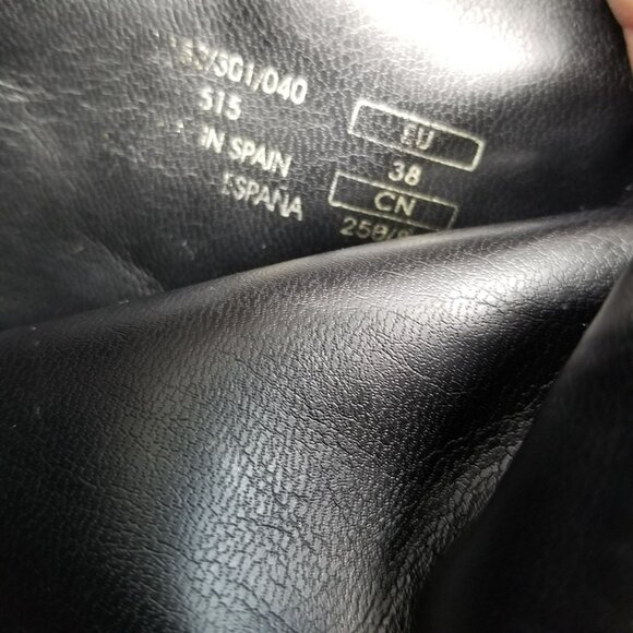 Zara Basic Shoes Womens EU 38 US 7 Black Leather Zip Gold Combat Boots *Read* - Picture 11 of 11